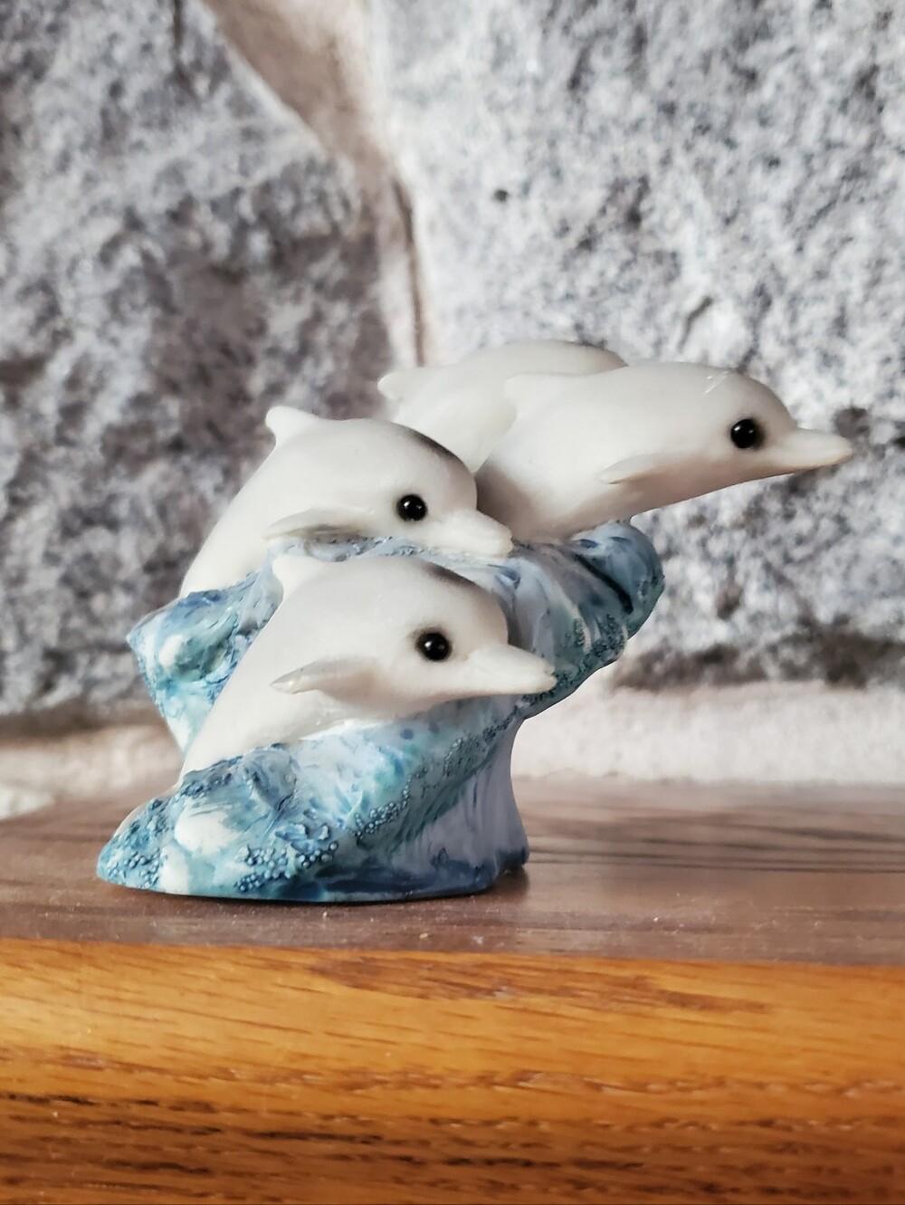 Stone Critters Dolphins Figurine Vintage